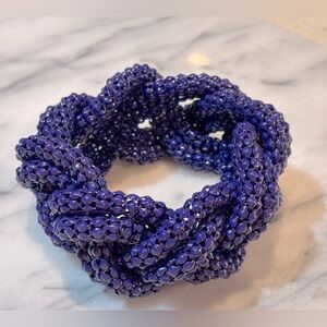 Chunky Oversized Wide Metal‎ Braided Cuff Bracelet in Indigo